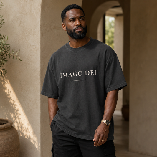 IMAGO DEI — Oversized Tee (Faded Black)