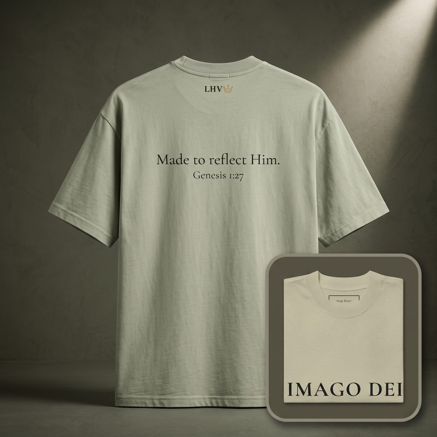 IMAGO DEI — Oversized Tee (Faded Eucalyptus)
