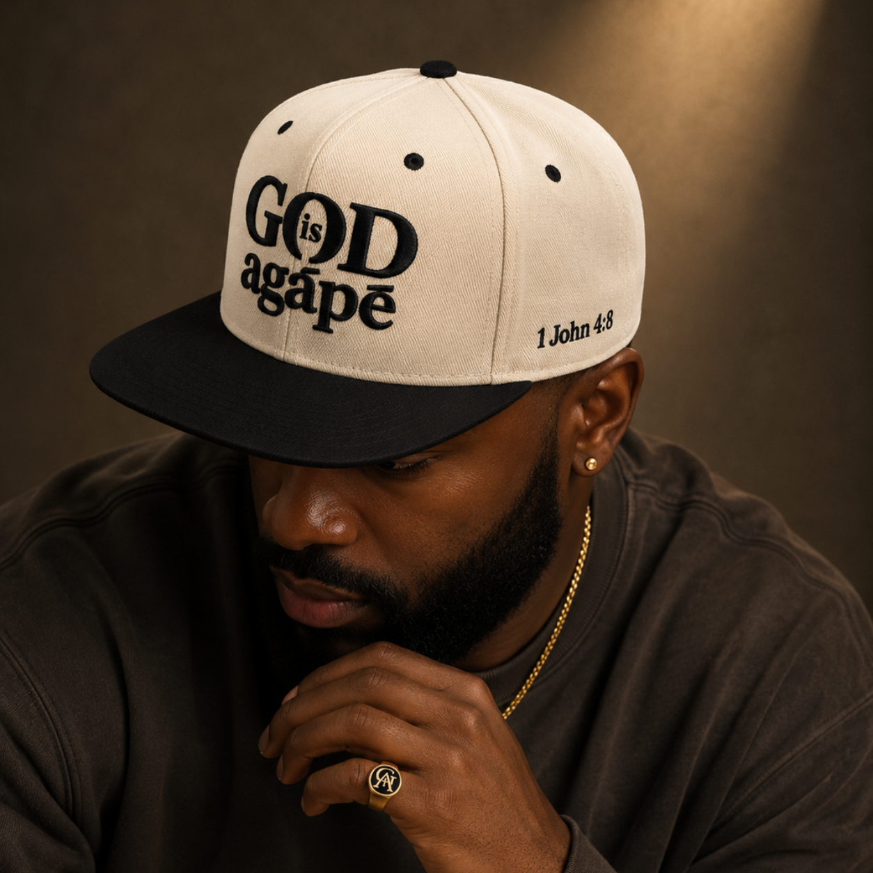 God Is Agápē Classic Snapback - Bone