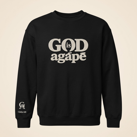 God Is Agápē — Steadfast Crew (Black)