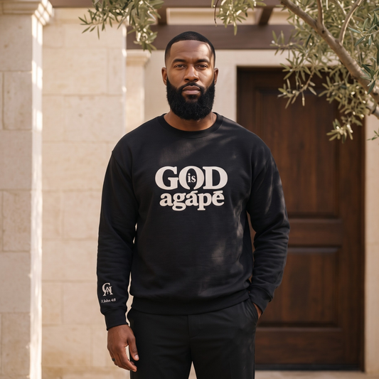 God Is Agápē — Steadfast Crew (Black)