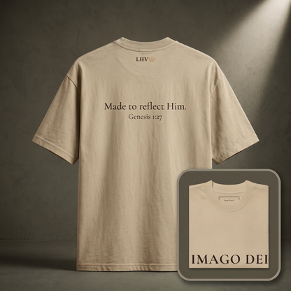 IMAGO DEI — Oversized Tee (Faded Khaki)