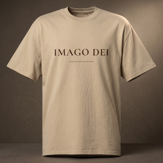 IMAGO DEI — Oversized Tee (Faded Khaki)