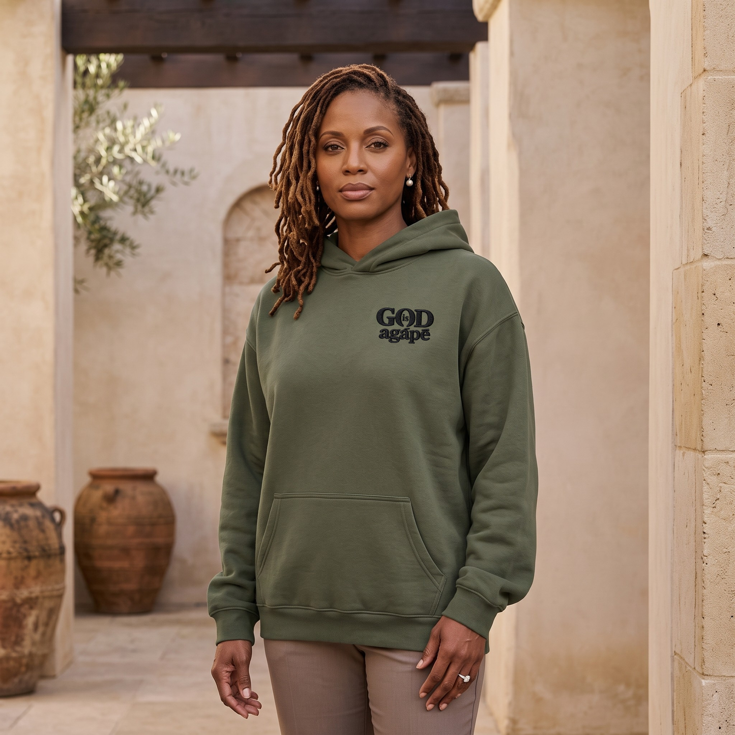 God Is Agápē — Covenant Hoodie, Oversized (Olive)