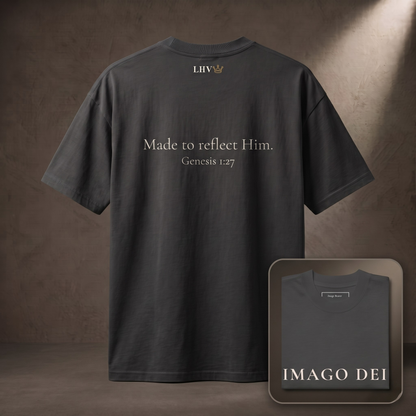 IMAGO DEI — Oversized Tee (Faded Black)