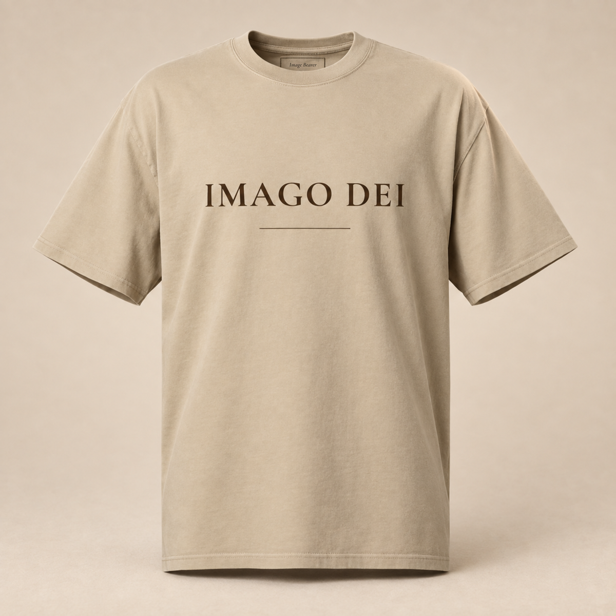 IMAGO DEI — Oversized Tee (Faded Khaki)