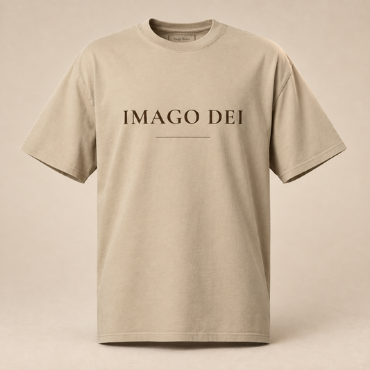 IMAGO DEI — Oversized Tee (Faded Khaki)