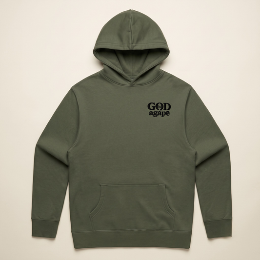 God Is Agápē — Covenant Hoodie, Oversized (Olive)