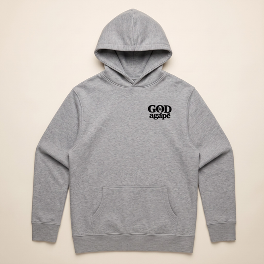 God Is Agápē — Covenant Hoodie, Oversized (Athletic Grey)