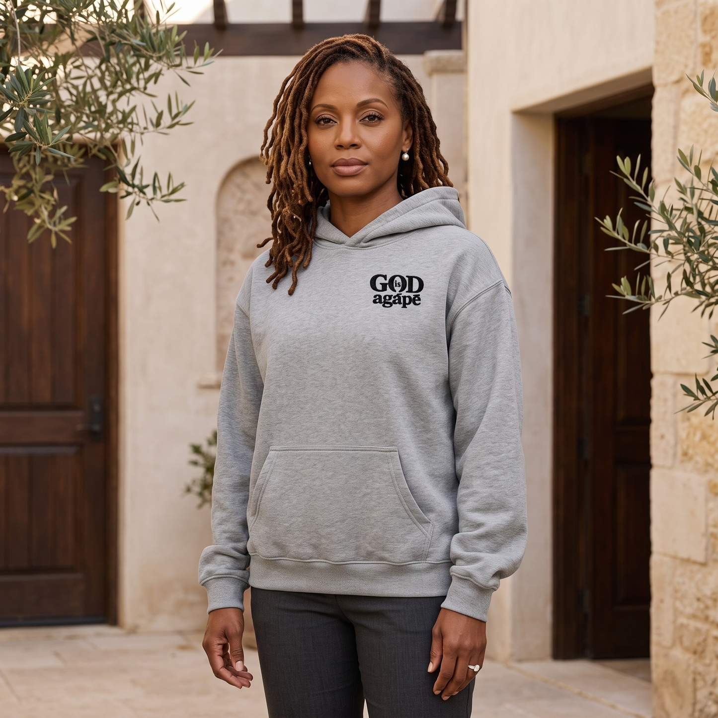 God Is Agápē — Covenant Hoodie, Oversized (Athletic Grey)