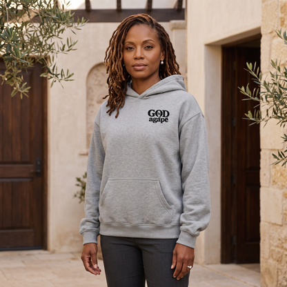 God Is Agápē — Covenant Hoodie, Oversized (Athletic Grey)