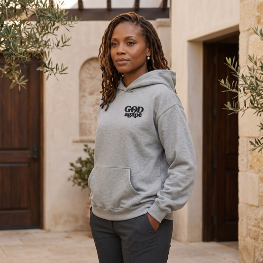 God Is Agápē — Covenant Hoodie, Oversized (Athletic Grey)