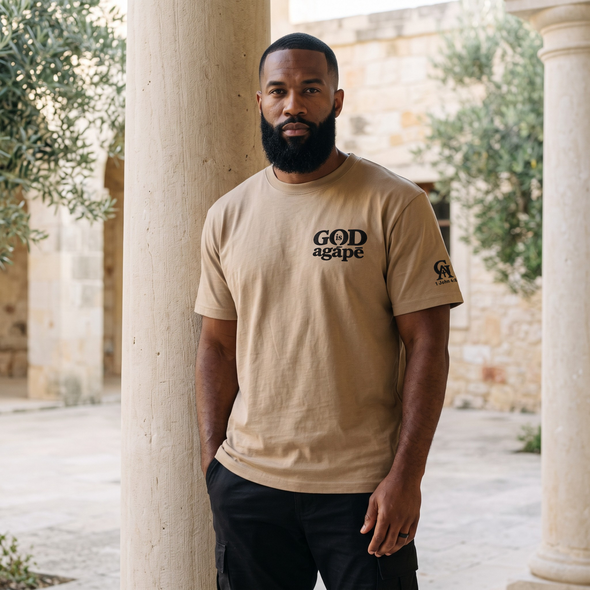 God Is Agápē — Standard Tee (Sand)