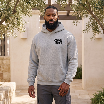 God Is Agápē — Covenant Hoodie, Oversized (Athletic Grey)