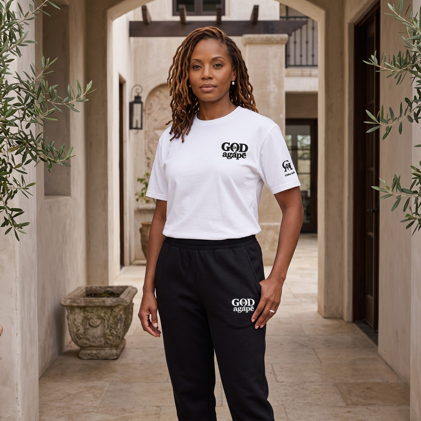 God Is Agápē — Covenant Track Pant, Women’s Fit (Black)
