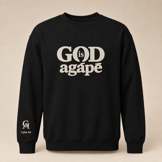 God Is Agápē — Steadfast Crew (Black)