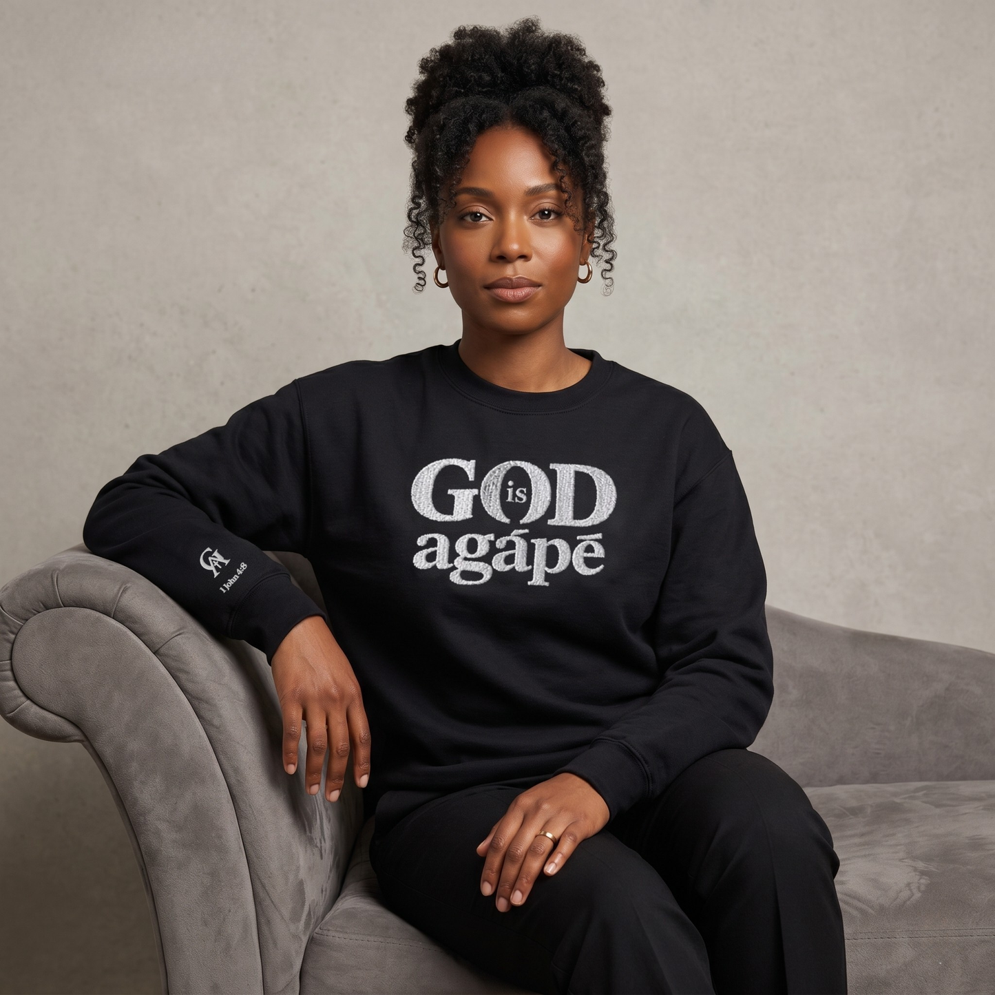 God Is Agápē — Steadfast Crew (Black)