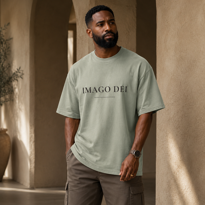 IMAGO DEI — Oversized Tee (Faded Eucalyptus)