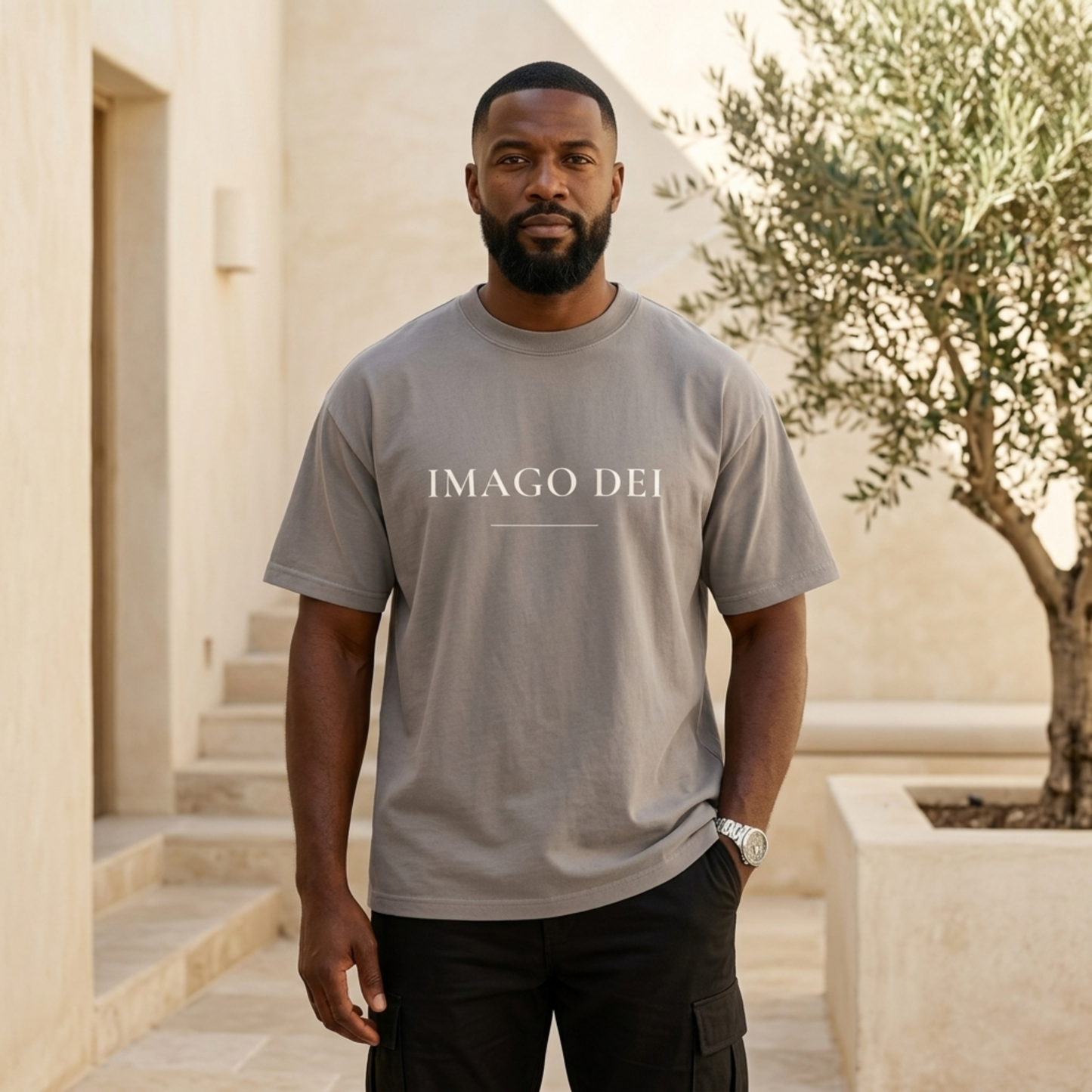IMAGO DEI — Oversized Tee (Faded Grey)
