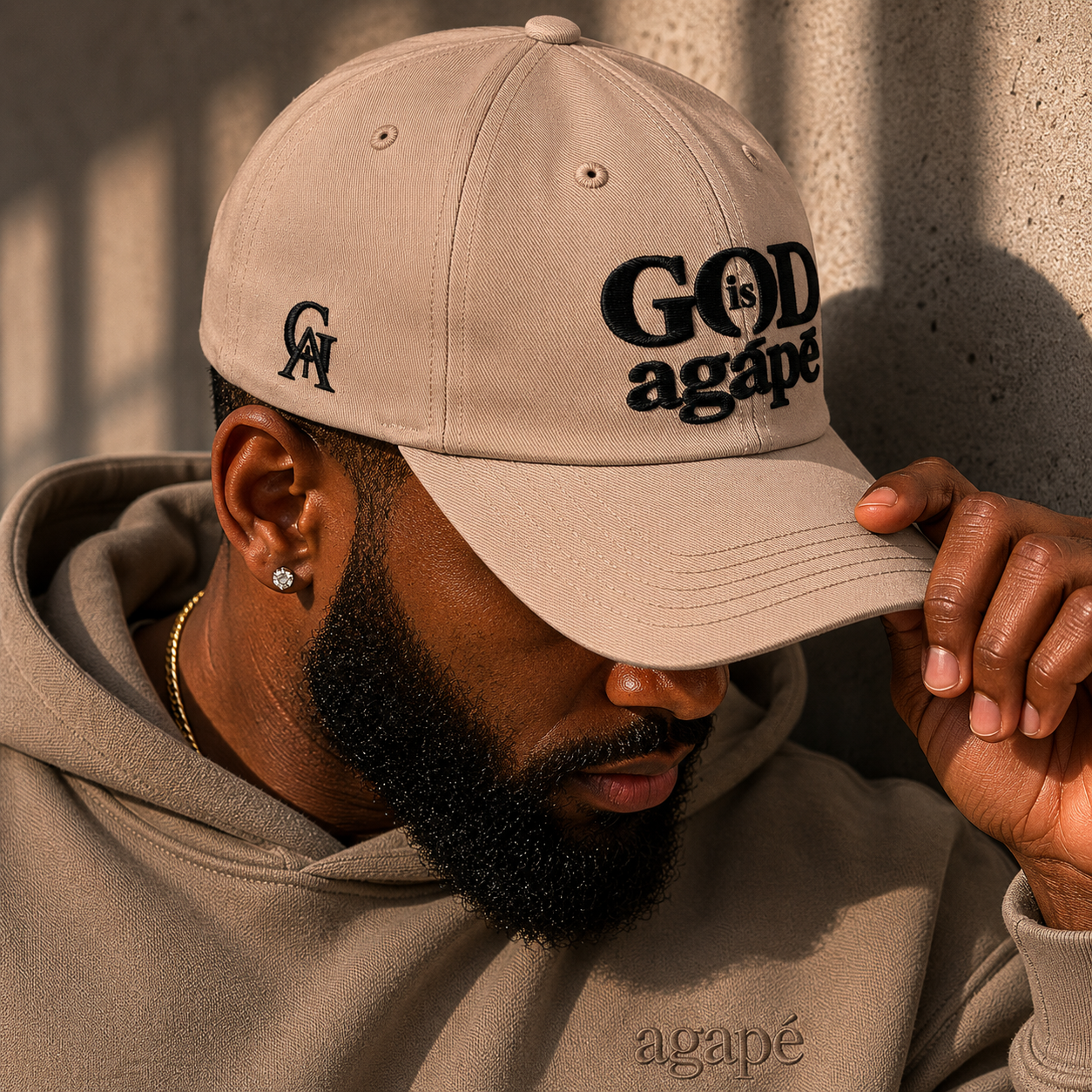 God Is Agápē Adjustable Cap - Sand