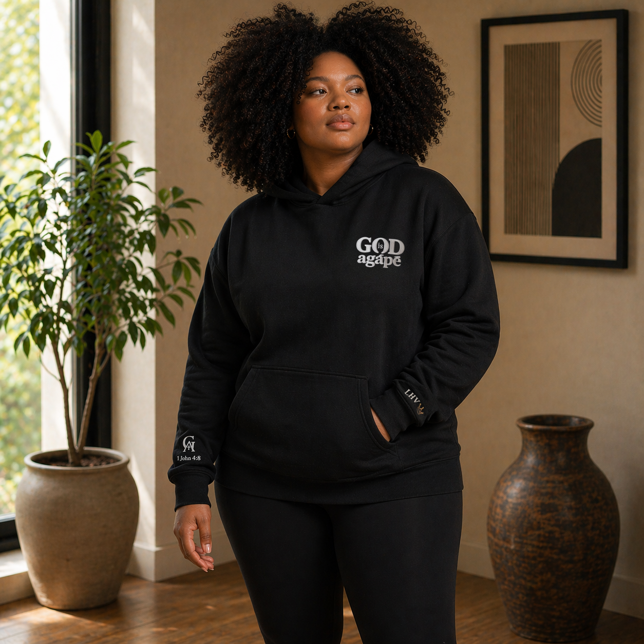 God Is Agápē — Covenant Hoodie, Oversized (Black)