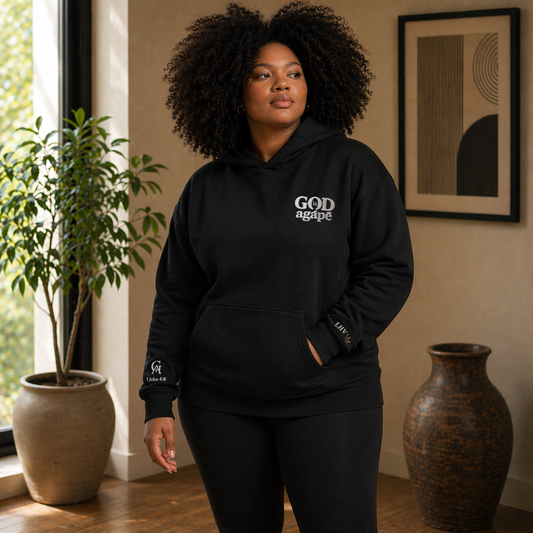 God Is Agápē — Covenant Hoodie, Oversized (Black)