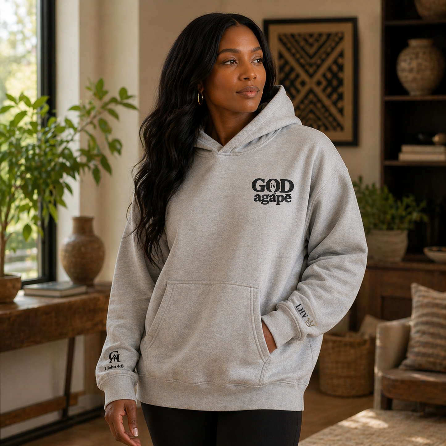 God Is Agápē — Covenant Hoodie, Oversized (Athletic Grey)