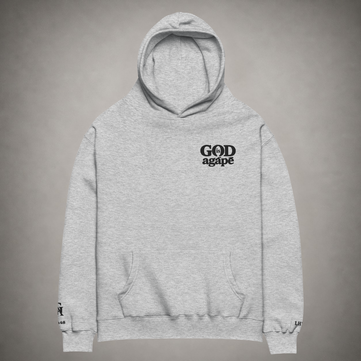 God Is Agápē — Covenant Hoodie, Oversized (Athletic Grey)