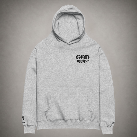 God Is Agápē — Covenant Hoodie, Oversized (Athletic Grey)